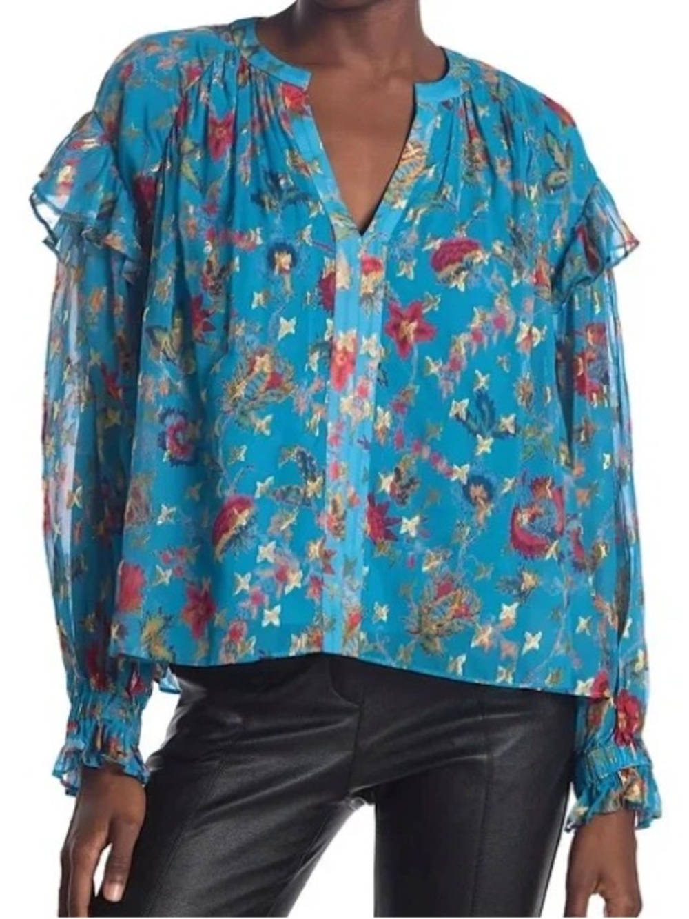 Derek Lam 10 Crosby Floral Ruffle Blouse Size 0